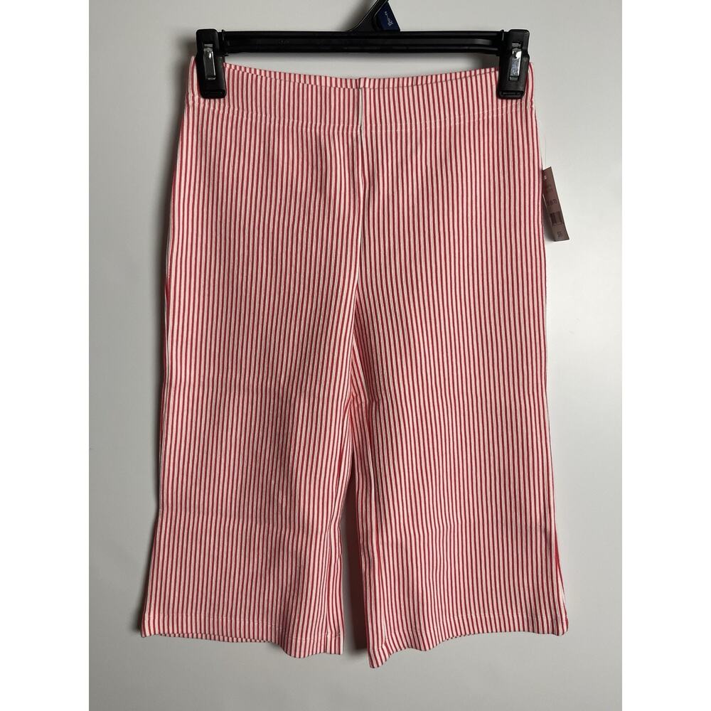 Girls Kids Pants‎ Capri Red & White Stripe Straight Cut Pant Small Size 6-7